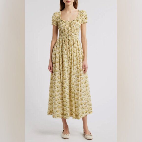 DÔEN Ashlynn Floral Organic Cotton Voile Midi Dress